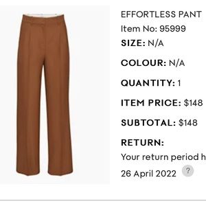 Aritzia “effortless pant” size 2